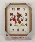 Vintage Louisville Cardinals Mascot World Clock Precision Quartz Movement New