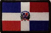 DOMINICAN Flag Patch W/ Hook & Loop Fastener Morale Emblem BLACK Border