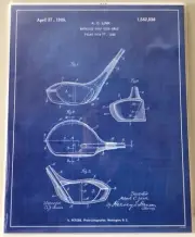 Golf Club Head Patent Illustration 11”x14” Mounted on Foam Core