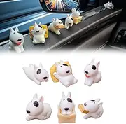 6 Pcs Cartoon Bull Terrier Dog Decor Interior Rearview Mirror Accessories Cute Figure Ornaments Dashboard Decorations Funny Trim Creative Decorate Exterior Unique Small Gifts for Truck Sedan Owners