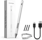 Stylus Pen for Microsoft Surface Pro 11/10/9/8/7/6/5/4/3/X Surface Laptop/Book/Surface Go3 Go2, 4096 Tilt Pressure, Magnetic Attachment, USB-C Fast Charging, Palm Rejection Function. (Silvery)