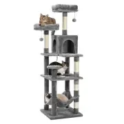 Multi-Level Cat Tree Tower w/ Hammock Condo Bed Posts Toys for Indoor Cats