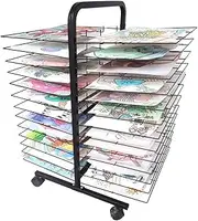 Classroom Art Drying Rack,Movable Double-Sided Drying Easel,Can Be Folded Up and Down,Saving Space,for Creative Studios,Classrooms(38 Layers)