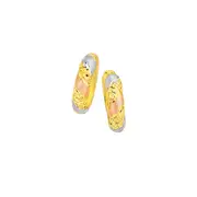 9ct Gold Tri Tone Striped Huggie Earrings