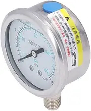 Pressure Gauge, Stainless Steel YN-60, Shock Resistant, 1/4in NPT, Oil Water Vacuum Gauge with High Accuracy 2.5 Class, for Household Industrial Use (0~16Mpa)