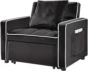Three-in-one Sofa Bed Chair Folding Sofa Bed Adjustable Back into a Sofa Recliner Single Bed Adult Modern Chair Bed Berth Black