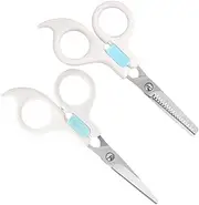 Hairdressing Scissors Kids 2pcs Hair Cutting Kit for Kid Safe Hair Scissors Teeth Hair Styling Tools Hair Salon Cutter White