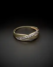14K Italian Gold Two-Tone Diamond Cut Triple Highway Ring