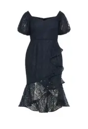 City Chic Small Dress Lace Lily Navy New Release Plus Size 16