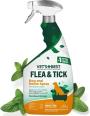 Vet's Best Flea and Tick Dog And Home Spray Plant Based, Peppermint Scent, 32 Oz