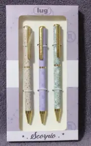 LUG 3-pack Pens SCORPIO Black Ink WRITTEN IN THE STARS New in Box