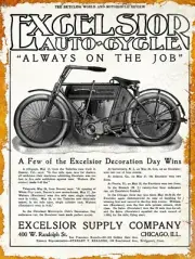 1911 Excelsior Auto- Motorcycles New Metal Sign: Union Avenue, Chicago, Illinois