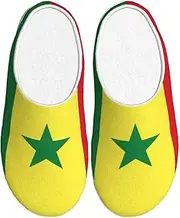 [EdWal] Flag of Senegal print Winter Warm Slippers Indoor Anti-skid Plush Slippers Relaxing at Home for Women Men
