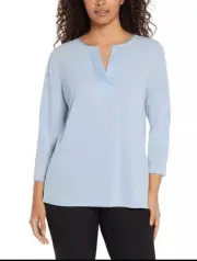 Banana Republic Women's 3/4 Sleeve V Neck Tunic Top XL /Light Blue