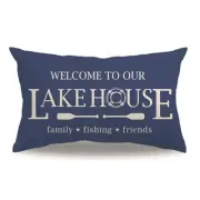 Lake House Decor Throw Pillow Covers Nave Double 20" x 12" (Pack of 1) Blue