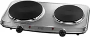 Russell Hobbs Double Hot Plate Electric Stainless Steel Hob, 2 Cast Iron Plates, Large 1500W, Small 750W, Portable, Table top, Variable & Individual Temp Control, Easy to Clean, 15199