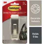Command Large Modern Reflections Metal Hook, Brushed Nickel, 1 Hook, 2 Strips
