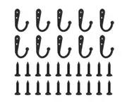 10Pcs Wall Hooks Reusable Good Load-bearing Zinc Alloy Saving Space Door Hanger for Bathroom Black