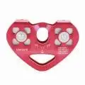 (Red)30KN Dual Pulley Zip Line Rescue Cable Trolley Outdoor Rock Climbing TA