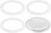 AFIODA 4PCS Gasket for 6 Cup Espresso Maker, Moka Pot Replacement Parts Set with 3 Food Grade Silicone Seals and 1 Filter, Compatible with Bialetti Moka Express Aluminium Stovetop Coffee Maker