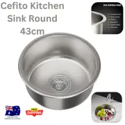 Cefito Kitchen Sink 43cm Round Stainless Steel Basin Single Bowl Silver Unique