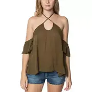 O'NEILL Juniors Drifter Halter Top Dark Green Size M