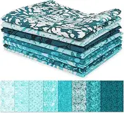 Soimoi 8 Pc Fat Quarter Bundle- Batik Print 18"x 22" DIY Patchwork- 100% Cotton Pre-Cut Quilting Fabric Medium Blue