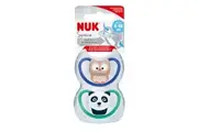 NUK Space Baby Dummy 6-18m, With Extra Ventilation, BPA-Free Silicone, 2 Pack - Assorted