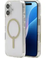 ZAGG Milan Snap Case for iPhone 16 – Gold Glitter MagSafe and Wireless Chargi...