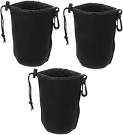 3Pcs Camera Lens Bag Protective Lens Case Pouch for Lightweight Storage Pouch with Carabiner Clip for Outdoor Photography Lens Protector Against Dirt