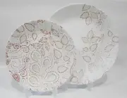 ❤️ NEW Corelle LEAF STITCH Choice: DINNER or LUNCH PLATE *Rustic Floral RED GRAY