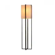Sofie Modern Oriental Steel Frame W/ Square Shape Fabric Shade Floor Lamp Light - Antique Brass.