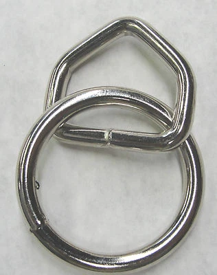 50 Medium halter rings nickel plated steel 7/8" D-ring 1-1/8" O-rings