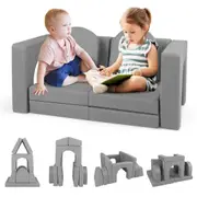 Costway 8PCS Modular Play Sofa Funiture Set Convertible Foam Couch w/Infinite Combination Grey