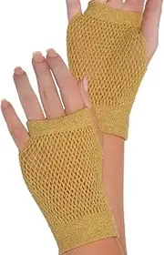 [Amscan] Short Fishnet Gloves - Gold