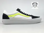Vans Men's Skate Old Skool Neon True White Yellow Canvas Suede shoes Size 10 New