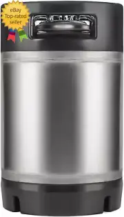 New 2.5 Gallon Ball Lock Keg, Stainless Steel Beer Keg with Dual Rubber Handle