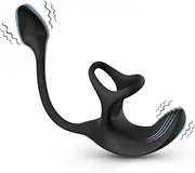 3 in 1 Dual motors Prostate Massager Vibrator Thrusting Couple Sex Toy, Butt Plug Sex Toys 9 Frequencies, Adjustable Ring & Vibrator, Sex Toys for Men