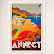 Galrie Annecy France Vintage Travel Poster - Captivating Art for Your Home Decor, White Frame, 50 x 70cm (20 x 28inch)
