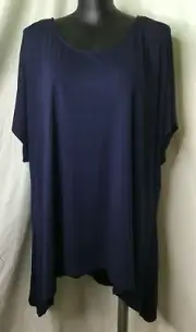 AUTOGRAPH NAVY BLUE SHORT SLEEVE STRETCH HILO TOP SIZE 26-NEW REDUCED $