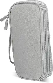 Double Electronic Organizer Bag Elegant Grey Travel Accessory Case for Cables and More Easy Zipper Closure Portable Design for Travel Business Trips