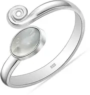 [LeCalla] 925 Sterling Silver Toe Rings for Women | Minimalist Open Adjustable Handmade Gemstone Toe-Ring | Women's Cuff Toe Ring Summer Beach Foot Jewelry