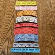 Lot of 38 carnival tickets, game, admission, Junk Journal, Scrapbook, ephemera
