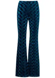 Diane Von Furstenberg Ruthette Leopard-print Flared Velvet Trousers - Dark Blue - S (UK8-10 / S) S (UK8-10 / S)