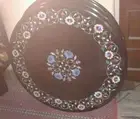 18" black Marble Table Top dining coffee side inlay Pietra Dura antique Decor s6