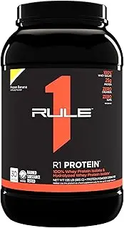 Rule1 R1 100% Whey Protein Isolate and Hydrolysate Protein Powder 1.95 lb, Frozen Banana (30 Servings)