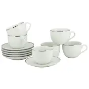 10 Strawberry Street CPSL00096 Coupe Silver Line Cup & Saucer, 8 oz,