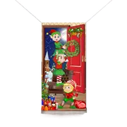 200*90cm Christmas Door Cover, Funny Elves Door Backdrop Fabric Santa Backdrop Christmas Background Banner Xmas Door Hanging Covers Photo Booth Props for Christmas Party Decorations,