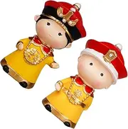 BRIGHTFUFU 2pcs Chinese Style Emperor Cupcake Ornaments Car Decoration Party Cake Decor Fun Festive Accessories for Celebrations Unique Room Decor