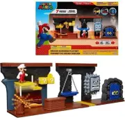 Super Mario Deluxe Dungeon Playset & Fire Mario Figure 7 Interactive 2.5” Figure